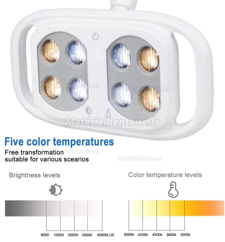 Lampe pour fauteuil dentaire bicolore réglable 8 LED 10W avec interrupteur à capteur